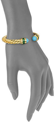 David Yurman Renaissance Bracelet with Turquoise and Tsavorite in Gold