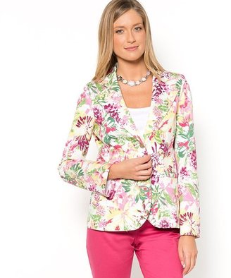 Anne Weyburn Printed Stretch Cotton Buttoned Jacket