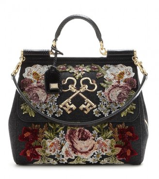 Dolce & Gabbana Miss Sicily wool and snakeskin tote