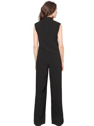 American Retro Stretch Double Breasted Crepe Jumpsuit