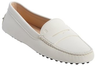 Tod's white leather penny loafer moccasins