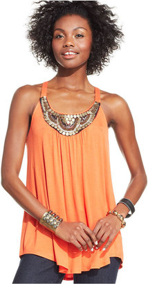 Amy Byer BCX Beaded Flared Racerback Tank Top