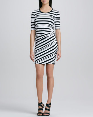 DKNY Striped Half-Sleeve Dress
