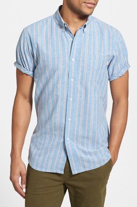 Obey 'Vista' Short Sleeve Stripe Print Woven Shirt