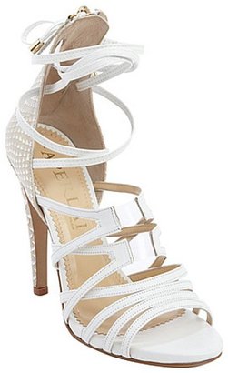 Aperlaï white and beige leather strappy sandals