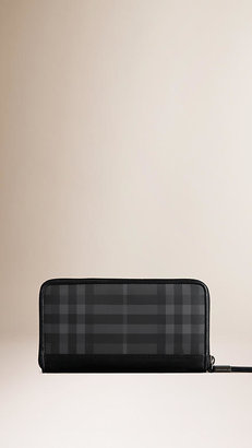 Burberry Charcoal Check Ziparound Wallet