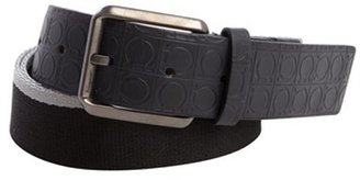 Ferragamo black nylon tonal stripe belt