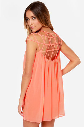 LULUS Exclusive All the Cage Neon Coral Dress