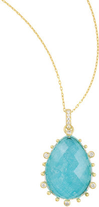 Frederic Sage Tivoli Diamond & Turquoise Teardrop Necklace, 17"L