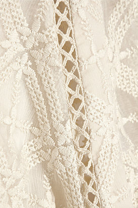 Zimmermann Haze cropped embroidered silk-georgette top