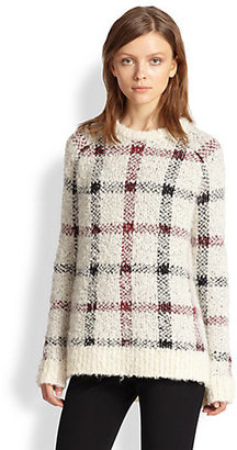 Theory Innis Plaid Textured Wool Sweater