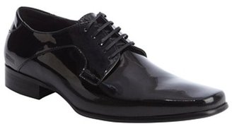 Kenneth Cole Reaction black patent leather textured lace-up oxfords