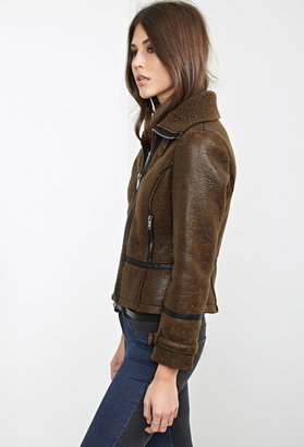 Forever 21 Faux Shearling Aviator Jacket