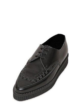 Underground Brushed Calfskin Pointy Lace-Up Shoes