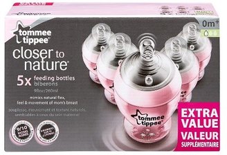 Tommee Tippee Closer to Nature 5pk 9oz Deco Baby Bottle Set - Pink Flower