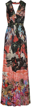 Issa Printed cutout crepe gown