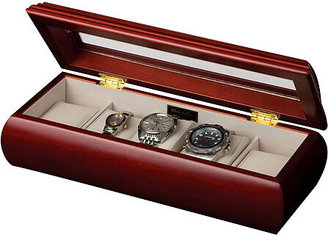 Mele and Co Emery Glass Top Cherry-Finish Watch Box