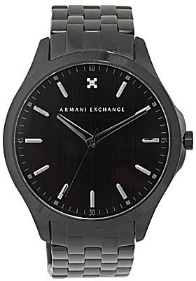 Armani Exchange Men's Analog Black Stainless Steel Watch with Genuine Diamond