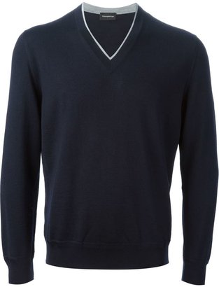 Ermenegildo Zegna grey collar detailed sweater