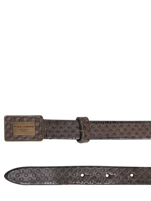 Dolce & Gabbana Embossed Leather Belt