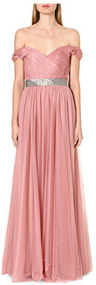 Jenny Packham Off-the-shoulder tulle gown
