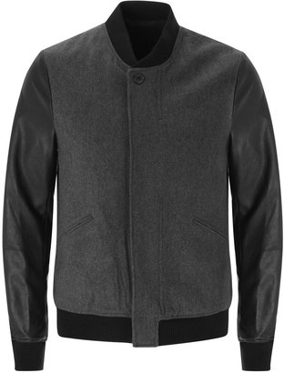 Paul Smith Grey leather and felt bomber jacket