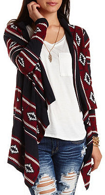 Charlotte Russe Aztec Cascade Cardigan Sweater