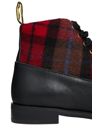 F-Troupe Red Tartan Leather Boots