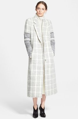Yigal Azrouel Plaid Coat with Removable Knit Sleeves
