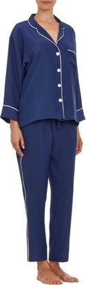 Sleepy Jones Silk Pajama Pants-Blue