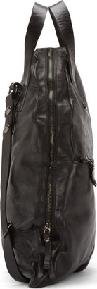 Marsèll Black Distressed Leather Unstructured Backpack