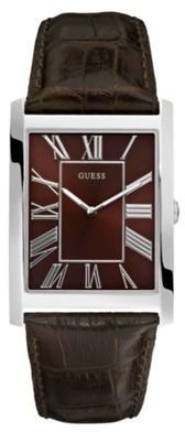 GUESS Men's brown slim square case watch