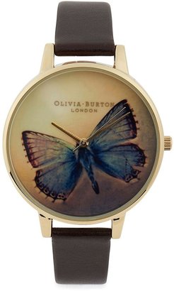 Burton Olivia Woodland butterfly gold plated watch