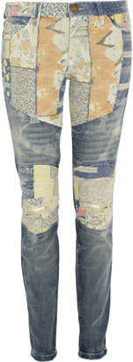 Current/Elliott The Moto printed mid-rise slim-leg jeans