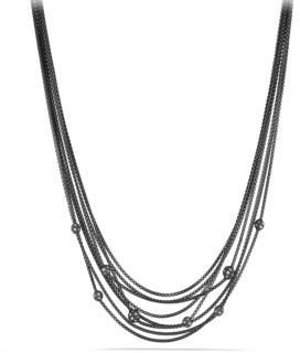 David Yurman Midnight Melange Eight-Row Chain Necklace with Diamond Beads