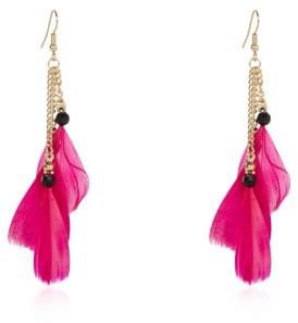 River Island Girls pink feather earrings