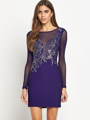 Lipsy Embroidered Long Sleeve Bodycon Dress