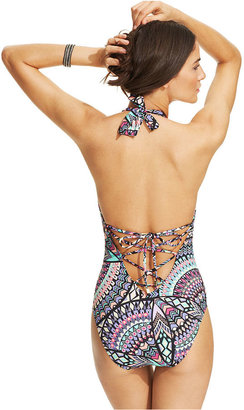 Bar III Printed Maillot One-Piece Swimsuit