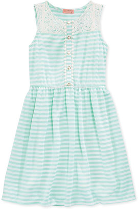 Monteau Girls' Lace-Trim French-Terry Dress