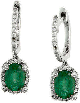 Effy Brasilica Emerald, Diamond and 14K White Gold Drop Earrings