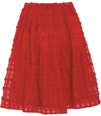 Simone Rocha Wool-embroidered tulle midi skirt