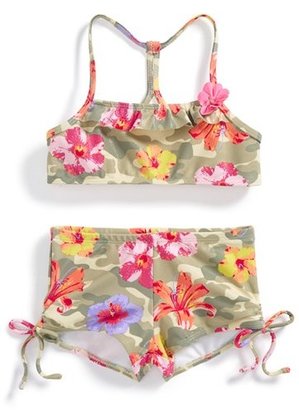 Kate Mack 'Camo Flower' Shimmer Two-Piece Swimsuit (Little Girls & Big Girls)