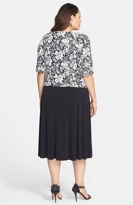 Jessica Howard Ruched Waist Dress & Crop Jacket (Plus Size)
