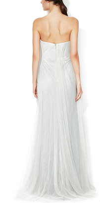 Marchesa Tulle Strapless Embroidered Gown