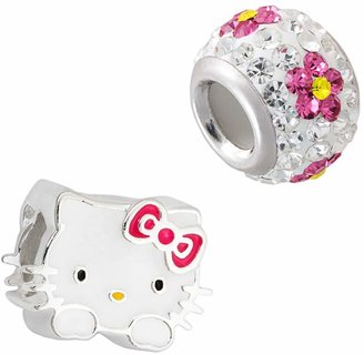 Hello Kitty Sterling Silver Crystal Flower Bead Set