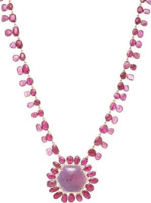 Irene Neuwirth Diamond Collection Rubies, Pink Sapphire & Diamond Flower Necklace