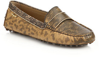 Ferragamo Movie Lux Lizard-Embossed Leather Driver Moccasins
