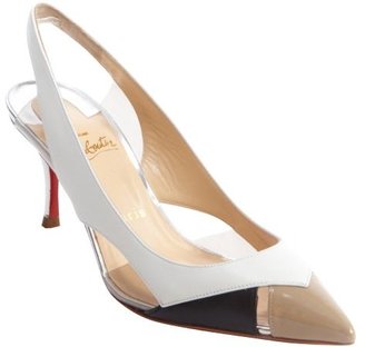 Christian Louboutin white patent leather 'Air Chance 70' slingback pumps