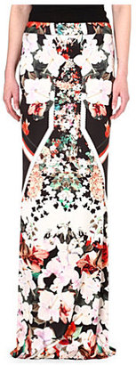 Roberto Cavalli Floral-print silk maxi skirt