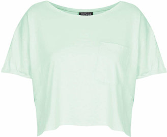 Topshop Basic cropped tee with rolled short sleeves and front pocket detail. 100% cotton. machine washable.